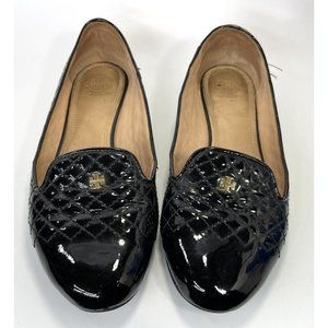 Tory Burch Women Loafers S/N 34407 Flats Black Leather  Size US 9 M, Poor condit